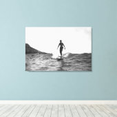 Surfen op Honolulu Hawaii Longboard Surfer Canvas Afdruk (Insitu (Houten vloer))