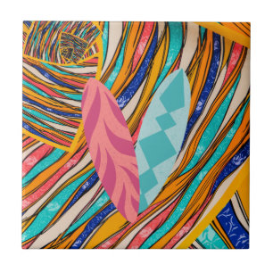 Surfen op kleurrijk avontuur tegeltje