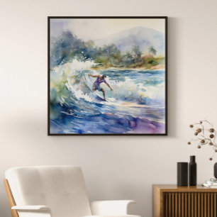 Surfen op North Shore Oahu Hawaii Kunstprint Poster