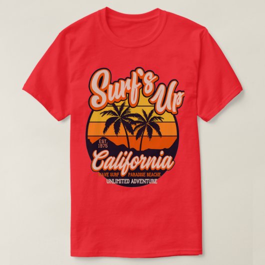 Surfen op onbeperkt avontuur in Californië T-shirt (Design voorkant)