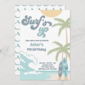 Surfen op Retro Surf Beach Birthday Party Kaart (Voorkant / Achterkant)