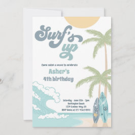 Surfen op Retro Surf Beach Birthday Party Kaart