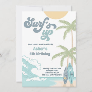 Surfen op Retro Surf Beach Birthday Party Kaart