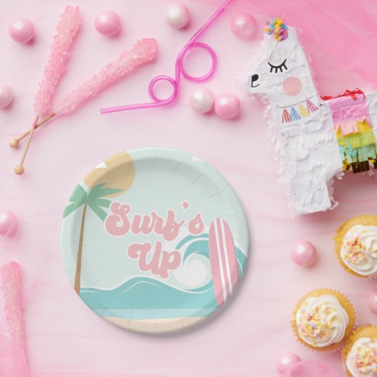 Surfen op roze  Borden Papieren Bordje (Feest)