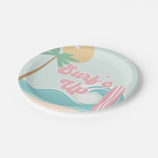 Surfen op roze  Borden Papieren Bordje (Gekanteld)