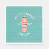 Surfen op roze surfplank Birthday Party Servet (Voorkant)