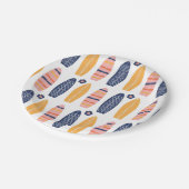 Surfen op roze surfplanken en bloemen verjaart papieren bordje (Gekanteld)