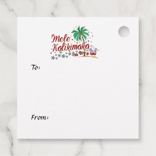 Surfen op Santa Hawaiian Gift Label (Achterkant)