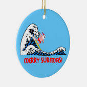 surfen op santa keramisch ornament (Rechts)