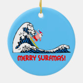 surfen op santa keramisch ornament (Achterkant)