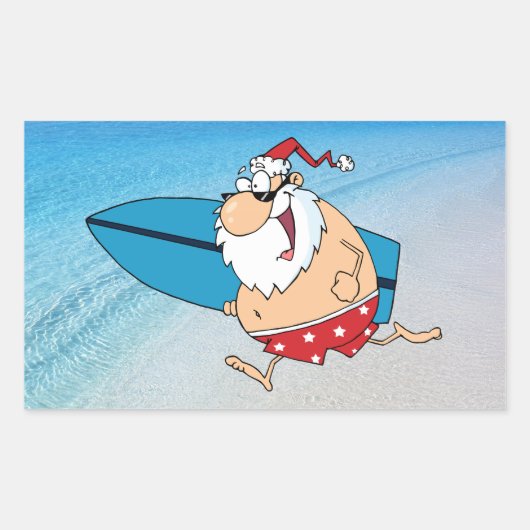 surfen op santa rechthoekige sticker (Voorkant)