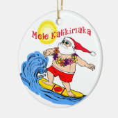 Surfen op Santa Tropical Hawaiian Kerstversiering Keramisch Ornament (Links)