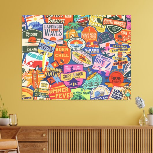Surfen op Stickers Canvas Afdruk (Insitu (Woonkamer))