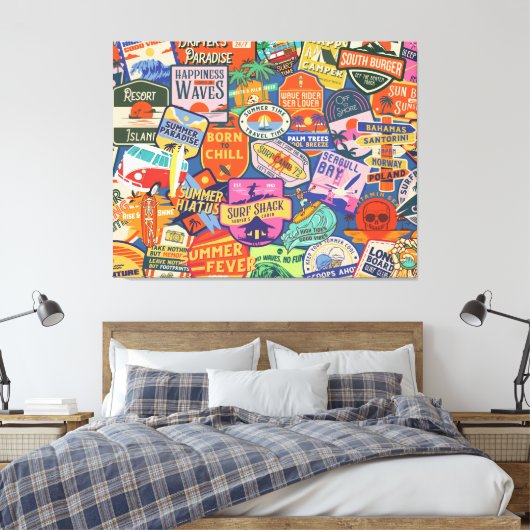 Surfen op Stickers Canvas Afdruk (Insitu (Slaapkamer))