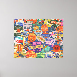 Surfen op Stickers Canvas Afdruk