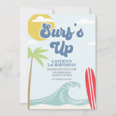 Surfen op strand Birthday Invitation Kaart (Voorkant)