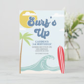 Surfen op strand Birthday Invitation Kaart (Staand voorkant)