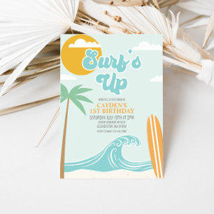 Surfen op strand Birthday Invitation Kaart