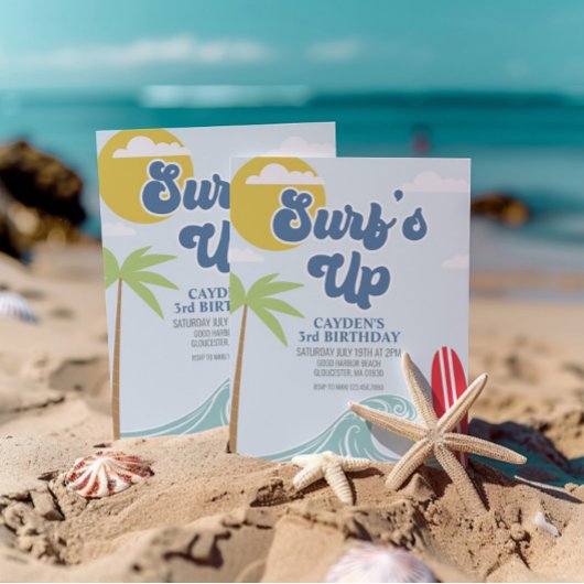Surfen op strand Birthday Invitation Kaart