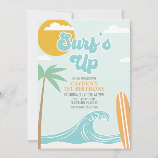 Surfen op strand Birthday Invitation Kaart (Voorkant)