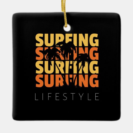 Surfen op surfduur keramisch ornament (Voorkant)