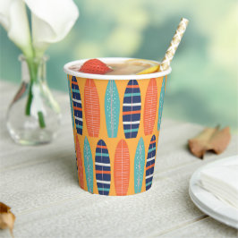 Surfen op surfplanken Oranje blauwe zomerzaterdag Papieren Bekers