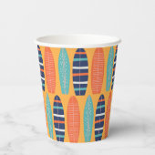 Surfen op surfplanken Oranje blauwe zomerzaterdag Papieren Bekers (Achterkant)