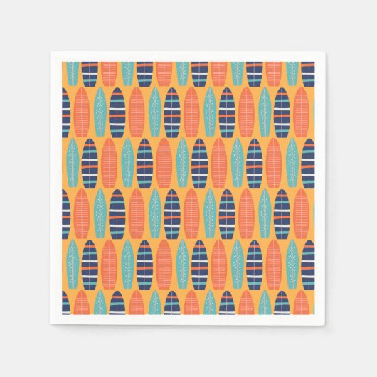 Surfen op surfplanken Oranje blauwe zomerzaterdag Servet (Voorkant)