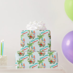 Surfen op tropische baby aan boord van baby shower cadeaupapier