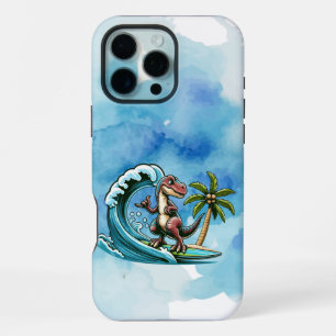 Surfen op tropische dinosaurus iPhone 16 pro max hoesje
