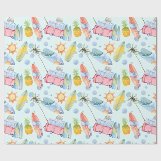 Surfen op verjaardagsfeestje cadeaupapier (Vlak)