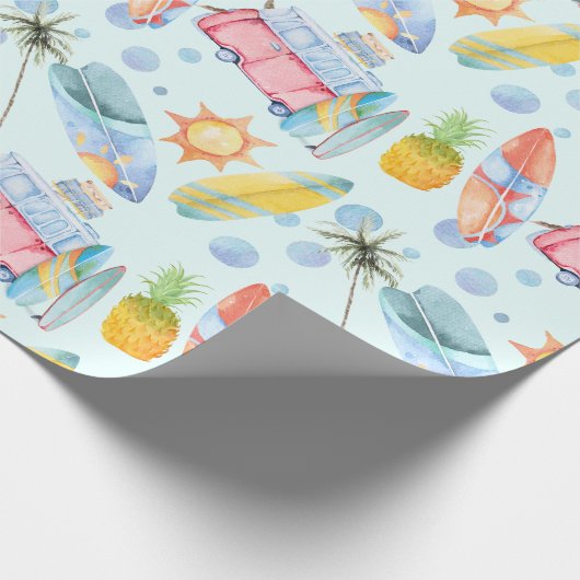 Surfen op verjaardagsfeestje cadeaupapier (Hoek)