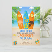 Surfen op verjaardagsuitnodiging Surfboard nodigt  Kaart (Staand voorkant)
