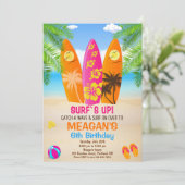 Surfen op verjaardagsuitnodiging Surfnaar op feest Kaart (Staand voorkant)