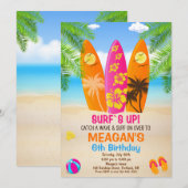 Surfen op verjaardagsuitnodiging Surfnaar op feest Kaart (Voorkant / Achterkant)