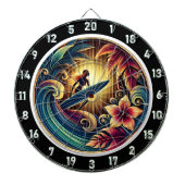 Surfen op Wave met Sunset Vibes Dartbord (Voorkant)