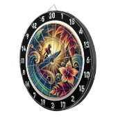 Surfen op Wave met Sunset Vibes Dartbord (Voorkant Rechts)