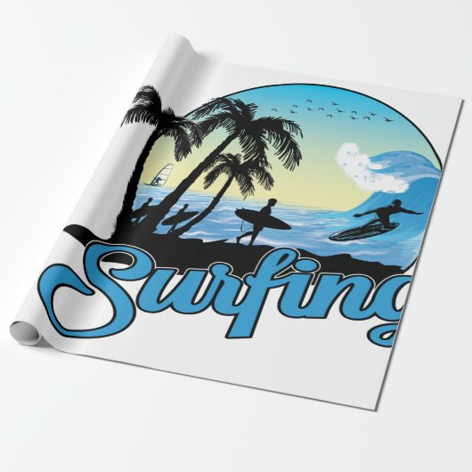 Surfen op Zee strand Cadeaupapier (Uitgerold)