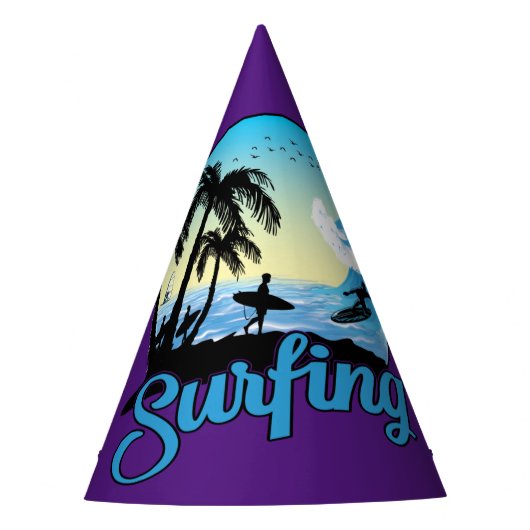 Surfen op Zee strand Feesthoedjes (Voorkant)