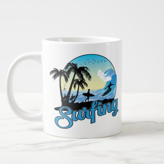 Surfen op Zee strand Grote Koffiekop (Links)