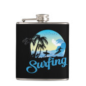 Surfen op Zee strand Heupfles (Voorkant)