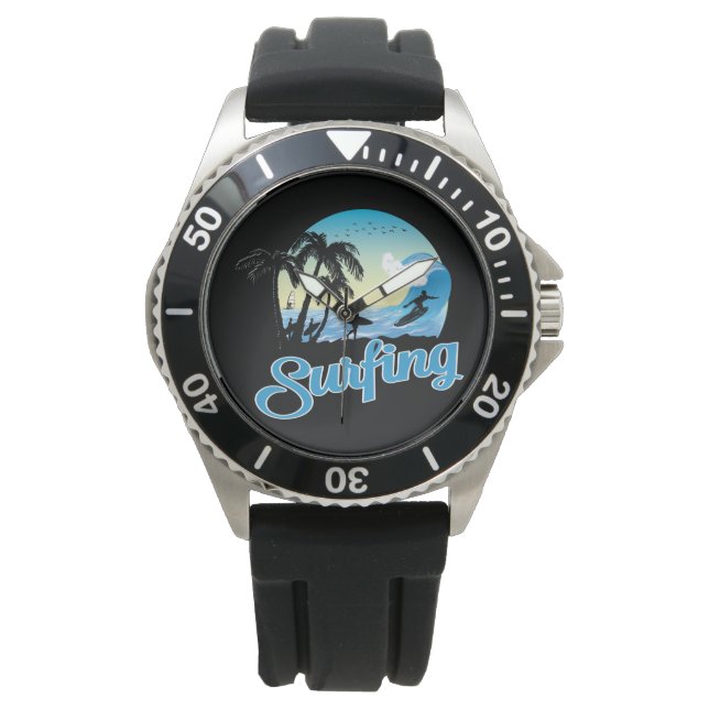 Surfen op Zee strand Horloge (Voorkant)
