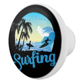 Surfen op Zee strand Keramische Knop (Rechts)