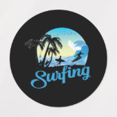 Surfen op Zee strand Labels (Design 2)