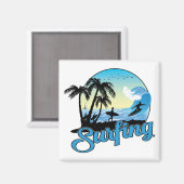 Surfen op Zee strand Magneet (Voorkant / Achterkant)