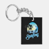 Surfen op Zee strand Sleutelhanger (Voorkant Links)