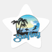 Surfen op Zee strand Ster Sticker (Voorkant)