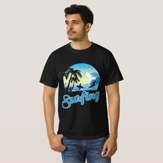 Surfen op Zee strand T-shirt (Voorkant volledig)