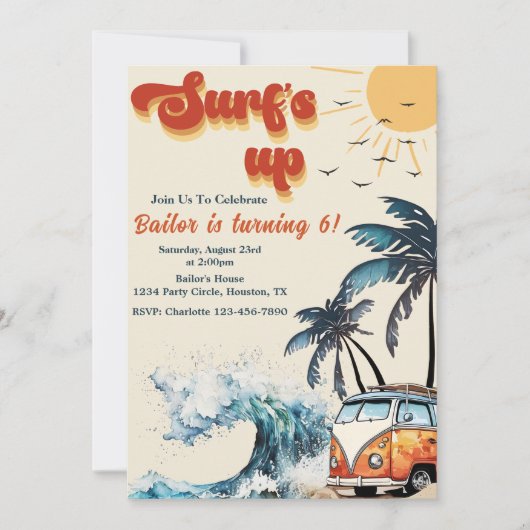 Surfen op zonneschijnstrand op zaterdag kaart (Voorkant)