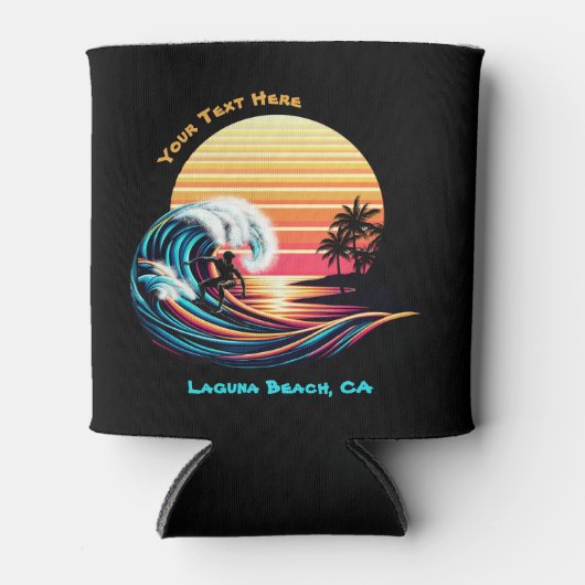 Surfen op zonsondergang blikjeskoeler (Voorkant)